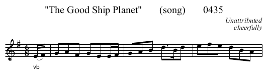 The Good Ship Planet       (song)       0435 - staff notation