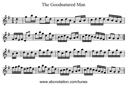 The Goodnatured Man - staff notation