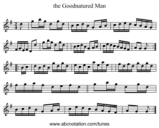 the Goodnatured Man - staff notation