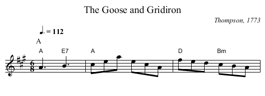 The Goose and Gridiron - staff notation