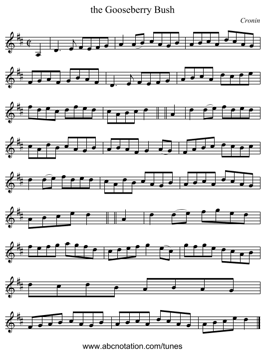 the Gooseberry Bush - staff notation