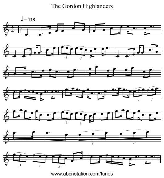 The Gordon Highlanders - staff notation