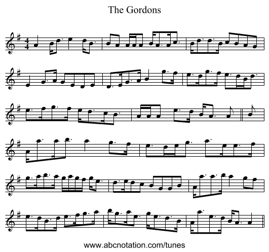 The Gordons - staff notation