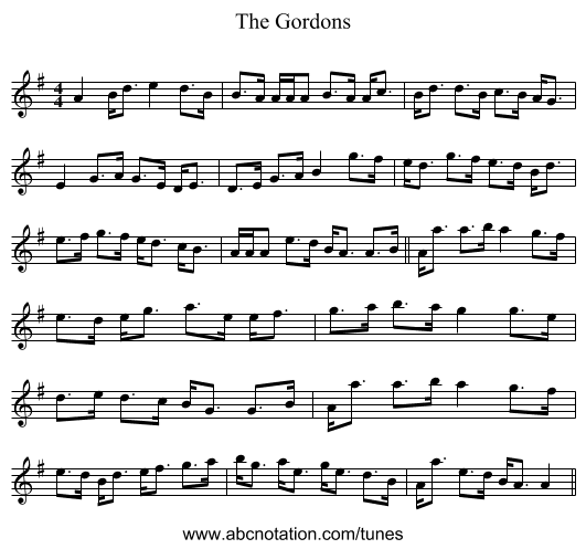 The Gordons - staff notation