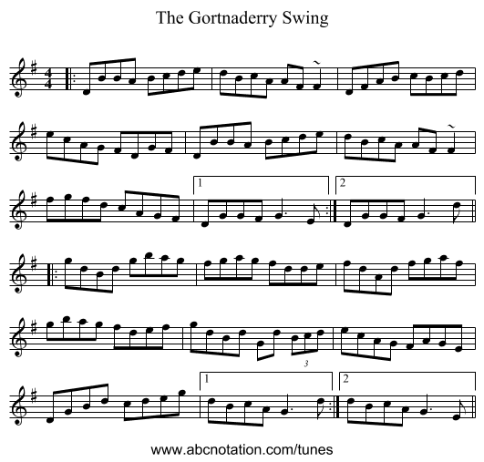 The Gortnaderry Swing - staff notation
