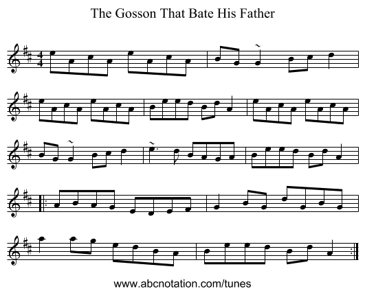 The Gosson That Bate His Father - staff notation