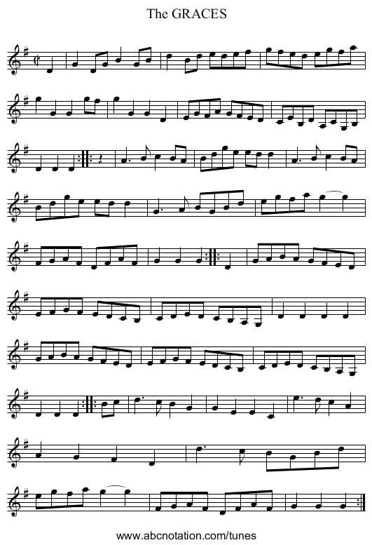 The GRACES - staff notation