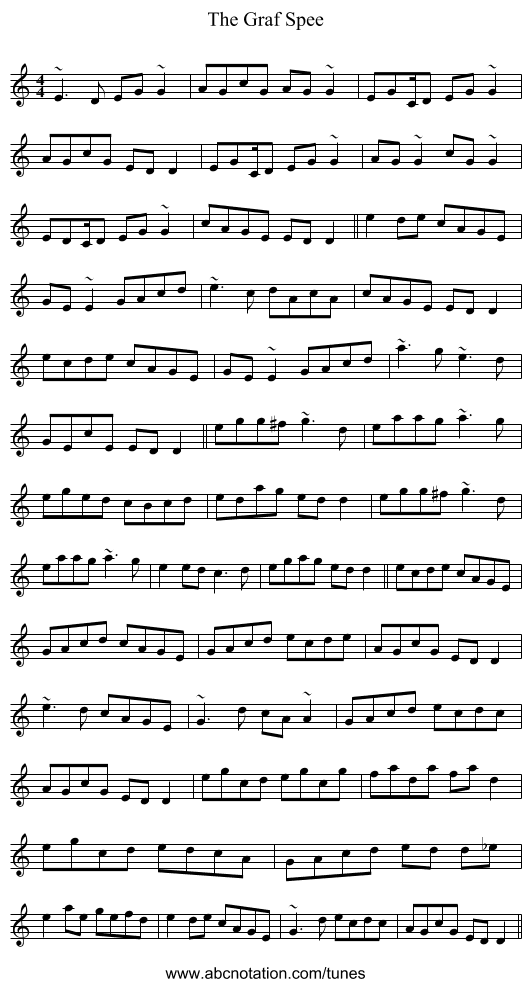 The Graf Spee - staff notation