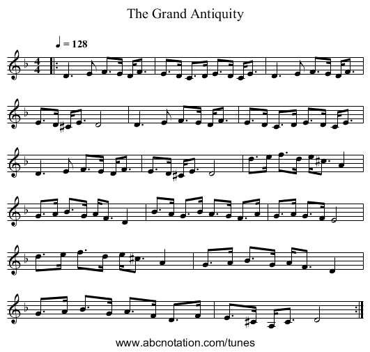 The Grand Antiquity - staff notation
