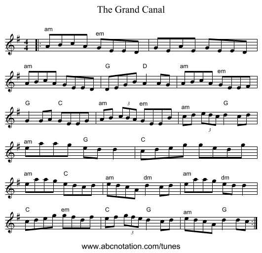 The Grand Canal - staff notation