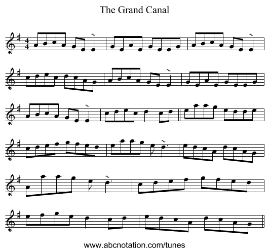 The Grand Canal - staff notation
