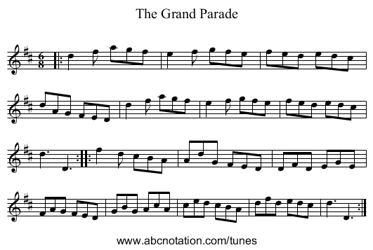 The Grand Parade - staff notation