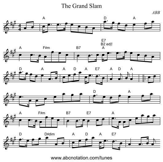 The Grand Slam - staff notation