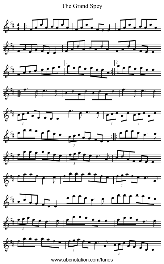 The Grand Spey - staff notation