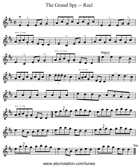 The Grand Spy -- Reel - staff notation