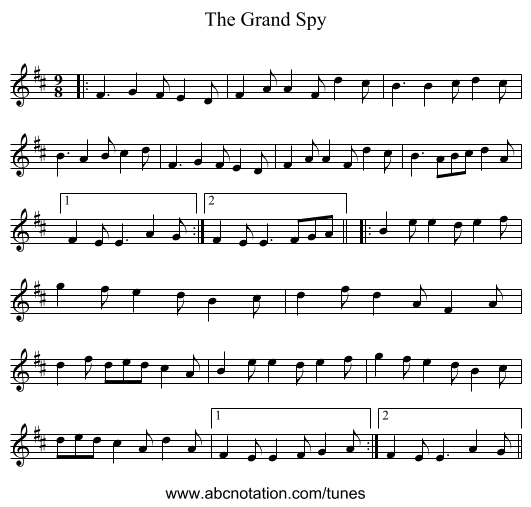 The Grand Spy - staff notation