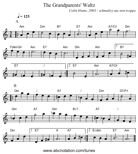 The Grandparents' Waltz - staff notation