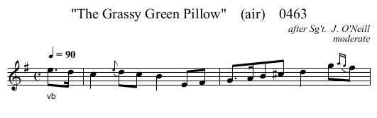 The Grassy Green Pillow    (air)    0463 - staff notation