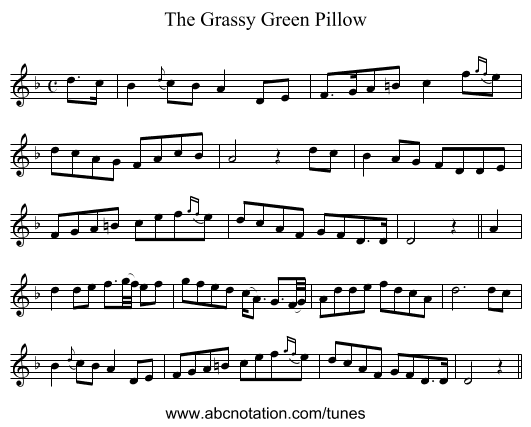 The Grassy Green Pillow - staff notation