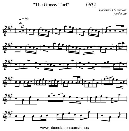 The Grassy Turf              0632 - staff notation