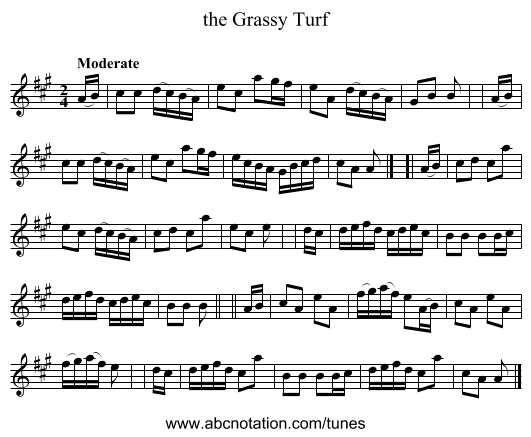 the Grassy Turf - staff notation