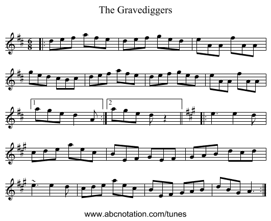 The Gravediggers - staff notation