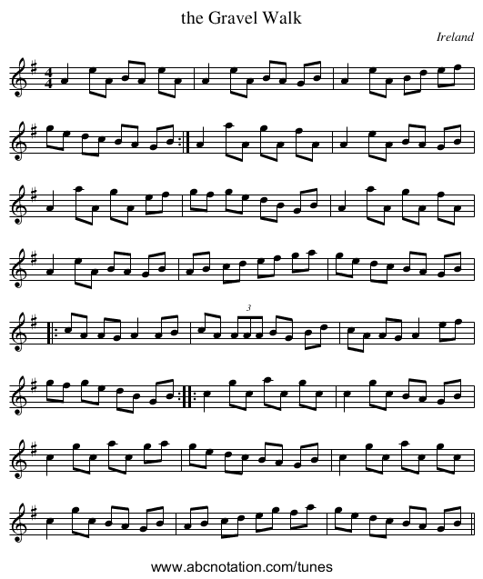 the Gravel Walk - staff notation