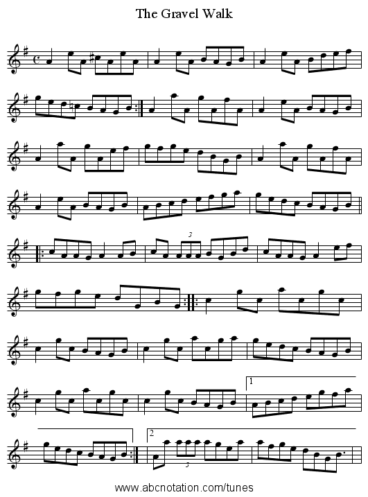 The Gravel Walk - staff notation