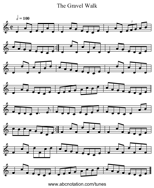 The Gravel Walk - staff notation