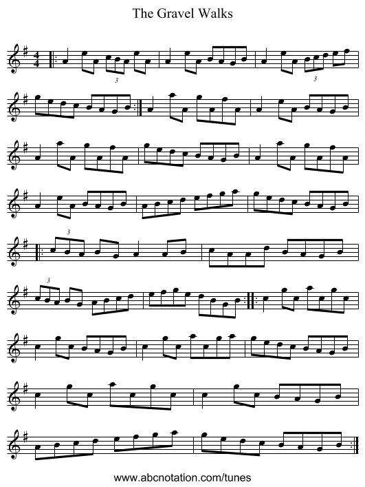 The Gravel Walks - staff notation