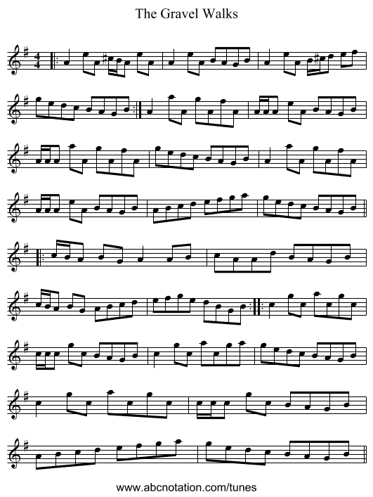 The Gravel Walks - staff notation