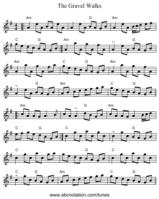 The Gravel Walks - staff notation