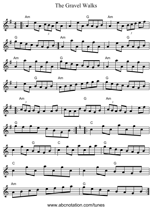 The Gravel Walks - staff notation