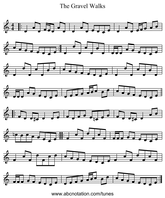 The Gravel Walks - staff notation