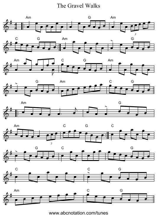 The Gravel Walks - staff notation