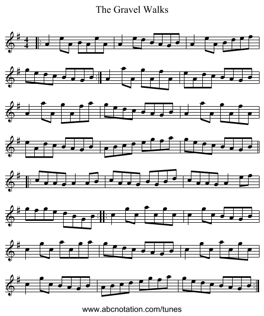 The Gravel Walks - staff notation