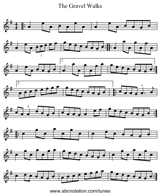 The Gravel Walks - staff notation