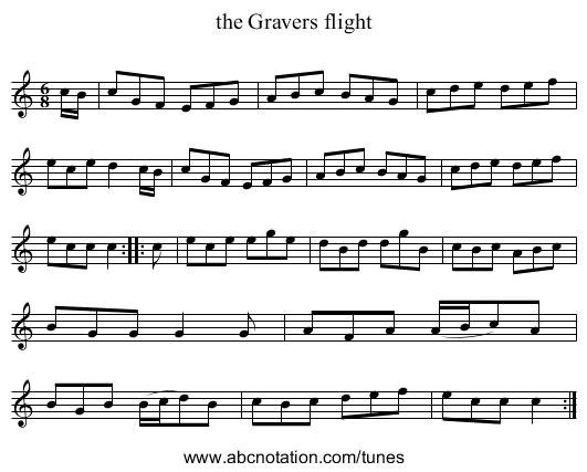 the Gravers flight - staff notation