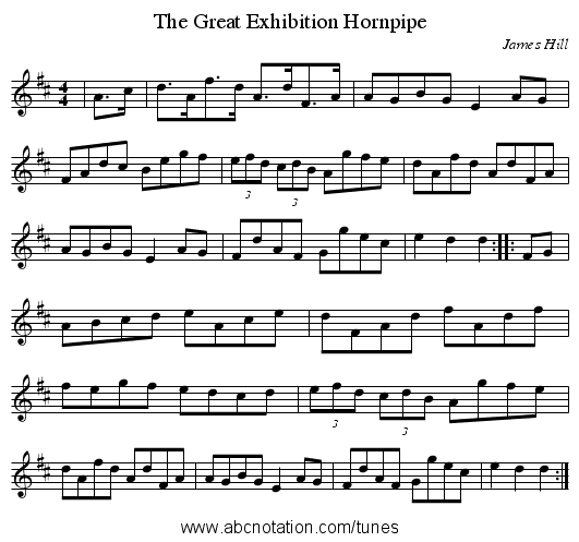 The Great Exhibition Hornpipe - staff notation