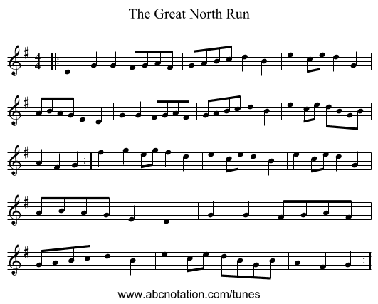 The Great North Run - staff notation