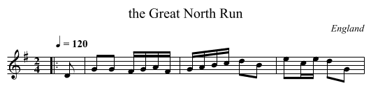 the Great North Run - staff notation