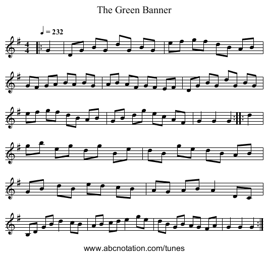 The Green Banner - staff notation