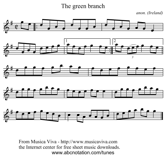 The green branch - staff notation