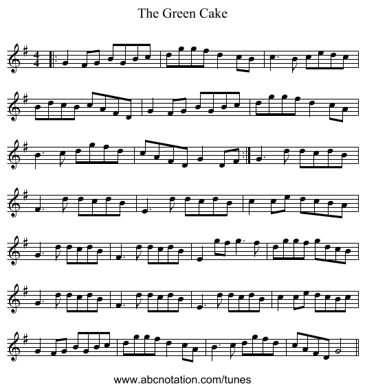 The Green Cake - staff notation