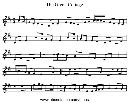 The Green Cottage - staff notation