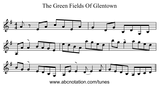 The Green Fields Of Glentown - staff notation