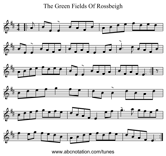 The Green Fields Of Rossbeigh - staff notation