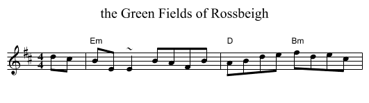 the Green Fields of Rossbeigh - staff notation