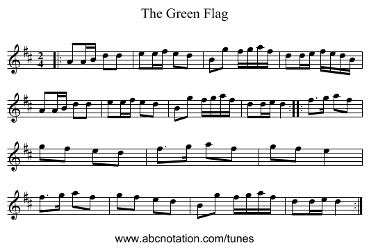 The Green Flag - staff notation