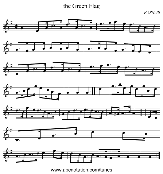 the Green Flag - staff notation